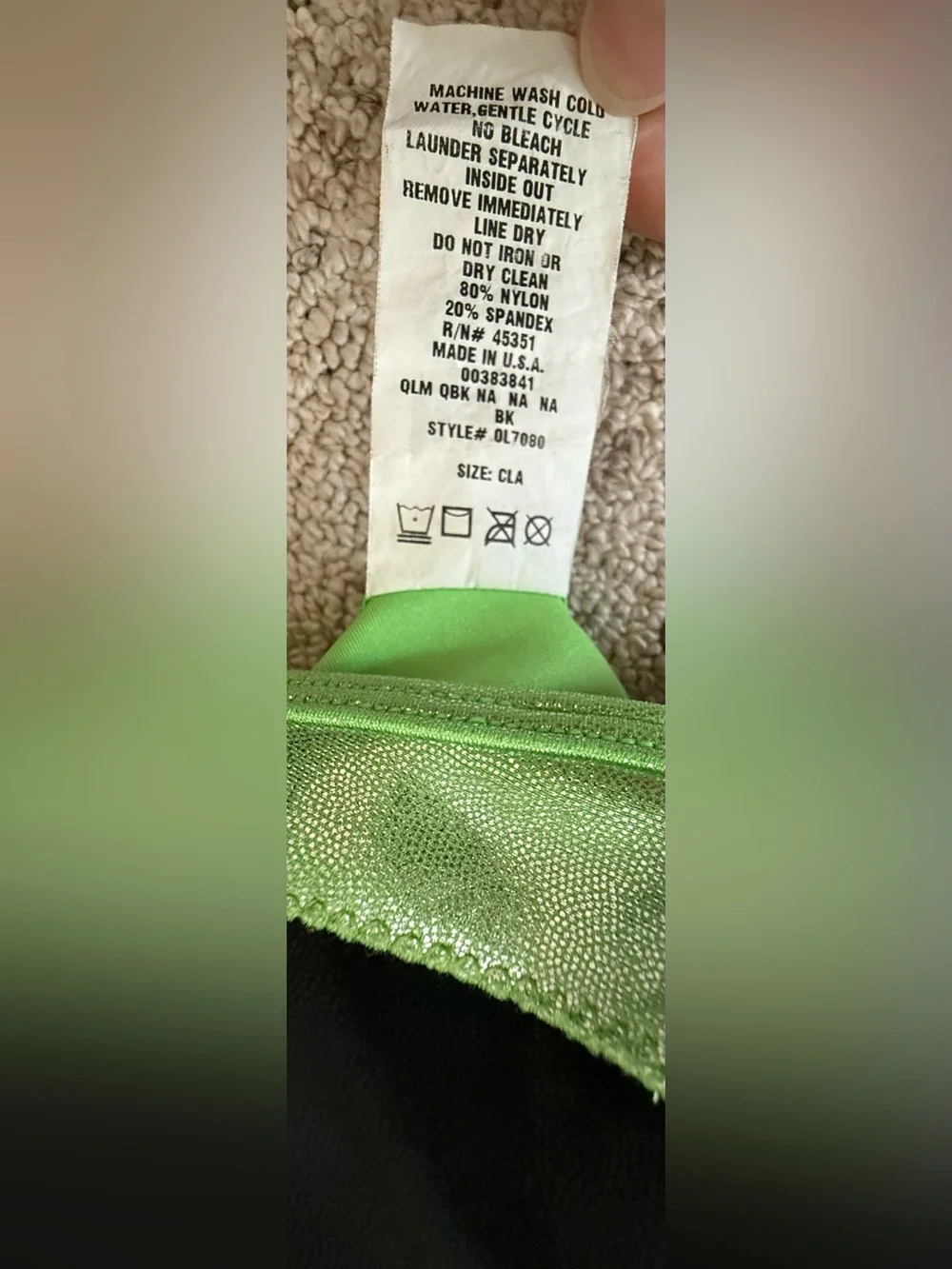 Alpha Factor Gymnastics Leotard Metallic Green/Black Sz Child Large
